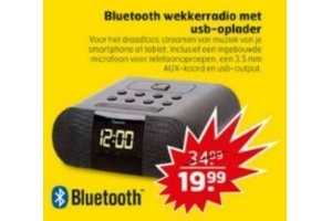 bluetooth wekkerradio met usb oplader