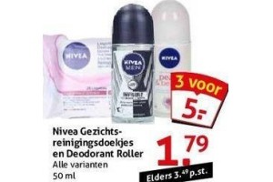 nivea gezichts reinigingsdoekjes en deodorant roller