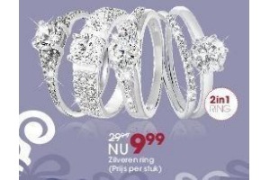 zilveren 2 in 1 ring