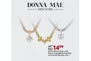 donna mae stalen rose black of goldplated ketting met kristal prijs per stuk