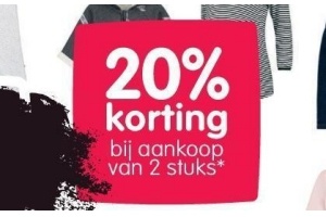 20 korting op 2 stuks prenatal huismerk kleding