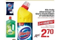 alle andy allesreiniger of glorix bleekmiddel of toiletdoekjes
