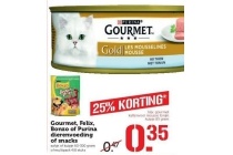 gourmet felix bonzo of purina dierenvoeding of snacks