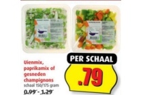 uienmix paprikamix of gesneden champignons