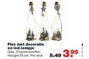 fles met decoratie en led lampje