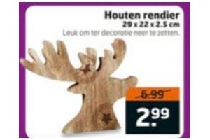 houten rendier 29 x 22 x 2 5 cm