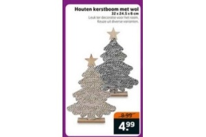 houten kerstboom met wol