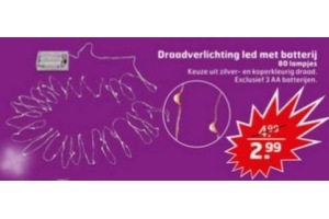 draadverlichting led met batterij 80 lampjes