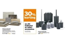 30 korting op alle badkamer en toiletaccessoires