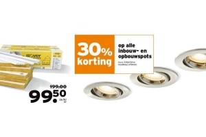 30 korting op alle inbouw en opbouwspots