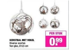 kerstbal met vogel