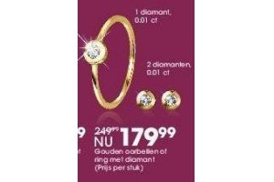 gouden oorbellen of ring met diamant