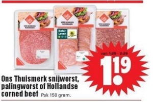 ons thuismerk snijworst palingworst of hollandse corned beef