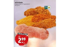 schnitzels ongepaneerd of gepaneerd