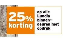 25 korting op alle lundia binnendeuren met opdruk