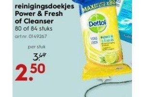 reinigingsdoekjes power en fresh of cleanser