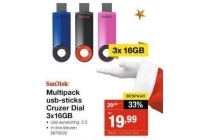 sandisk multipack usb sticks cruzer dial 16gb