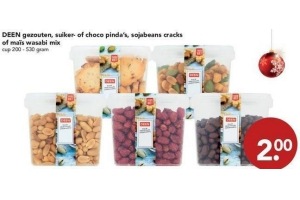 deen gezouten suiker of choco pinda s sojabeans cracks of mais wasabi mix