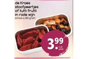 de kroes stoofpeertjes of tutti frutti in rode wijn