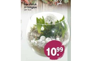 kerststuk in bolglas