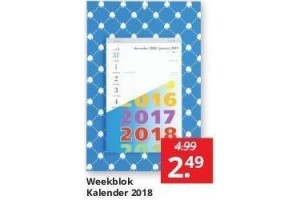 weekblok kalender 2018