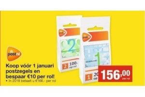 koop voor 1 januari postzegels en bespaar eur10 per rol