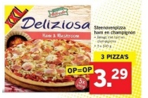 steenovenpizza ham en champignon