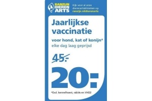 jaarlijkse vaccinatie voor hond kat of konijn