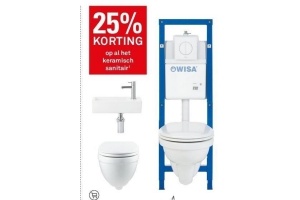 25 korting op al het keramisch sanitair