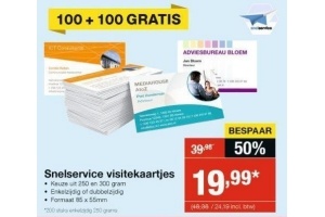 snelservice visitekaartjes