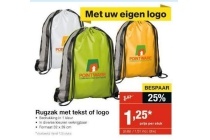 rugzak met tekst of logo