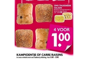 kampioentje of carre raisins