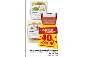 verse gevulde pasta of pastasaus