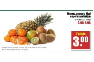 mango ananas kiwi en of mandarijnen