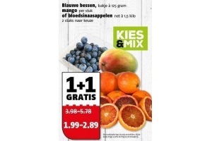 blauwe bessen mango of bloedsinaasappelen