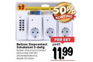 bellson stopcontact schakelset 3 delig