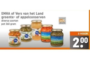 emha of vers van het land groente of appelconserven