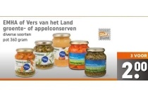 emha of vers van het land groente of appelconserven