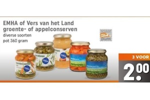 emha of vers van het land groente of appelconserven