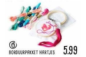 borduurpakket hartjes