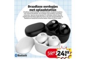 draadloze oordopjes met oplaadstation