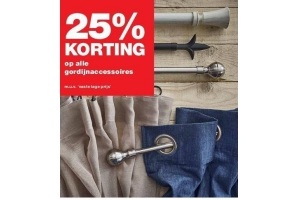 25 korting op alle gordijnaccessoires