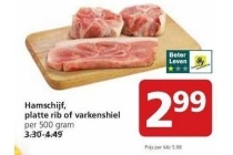 hamschijf platte rib of varkenshiel