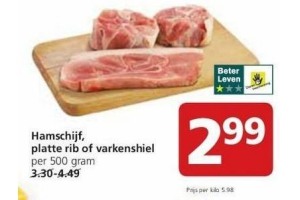 hamschijf platte rib of varkenshiel