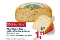 alle klaver koe geit of schapenkaas
