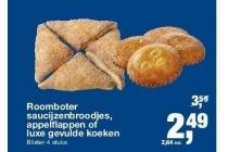 roomboter saucijzenbroodjes appelflappen of luxe gevulde koeken
