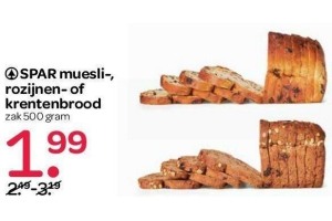 spar muesli rozijnen of krentenbrood