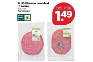 plus elzasser cervelaat of salami