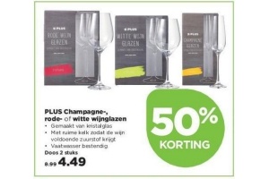 plus champagne rode of witte wijnglazen