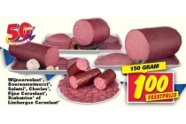 wijncervelaat boerenmetworst salami chorizo fijne cervelaat brabantse of limburgse cervelaat
